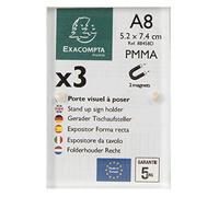 Exacompta - Réf. 88458D - 1 Lot de 3 porte-visuels avec fermeture magnétique A8 - Dimensions 52 x 74 mm - PMMA (acrylique) porte-photos, documents, affiche, hôtels, magasin - Couleur Cristal