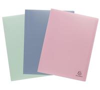 Exacompta - Réf. 88539E - Carton de 12 Protège-documents Autentik - 50 pochettes grainées - 100 vues - pour A4 - dim 24 x 32 cm - couverture en polypro recyclé souple - 3 couleurs assorties