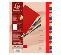 Exacompta - Réf. 88E - Carton de 20 intercalaires en polypropylène avec 31 onglets imprimés numériques de 1 à 31 en couleur - Page d'indexation imprimable - pour A4 maxi - Dim 24,5 x 29,7 cm