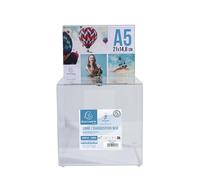 Exacompta - Réf. 89258D - 1 urne avec couvercle fermant à clé, pour billets, scrutins, boîte à idées, dons, avec affichette A5, acrylique transparent - Dimensions : 21 x 21 x 21 cm - Couleur cristal