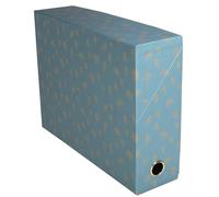 Exacompta - Réf. 89450E - Carton de 5 boîtes de transfert Néo Déco - Dos 90 mm - œillet de préhension or - dimensions 25,5x9x34 cm - étiquette adhésive fournie - couleurs assorties - livrées montées