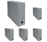 Exacompta - Réf. 89526E - 1 Boîte transfert en papier toilé - Dos 90 mm - Avec un œillet en métal - Pour format A4 - Dimensions 25,5 x 34 x 9 cm - Couleur gris - Livrée montée (Lot de 5)