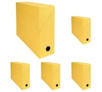 Exacompta - Réf. 89529E - 1 Boîte transfert en papier toilé - Dos 90 mm - Avec un œillet en métal - Pour format A4 - Dimensions 25,5 x 34 x 9 cm - Couleur jaune - Livrée montée (Lot de 5)