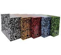 Exacompta - Réf. 89820E - Lot de 5 Boites transfert Annonay en papier imprimé verni - Dos 120 mm - Oeillet en métal - Pour format A4 - Dimensions 25,5x34 x12 cm - Couleurs assorties - Livrées montées