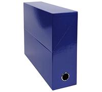 Exacompta - Réf. 89922E - Lot de 5 boîtes transfert Iderama en papier teinté dans la masse - Dos 90 mm - Œillet en métal - Pour format A4 - Dim 25,5 x 34 x 9 cm - Couleur bleu foncé - Livrées montées