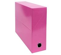 Exacompta - Réf. 89924E - Lot de 5 boîtes transfert Iderama en papier teinté dans la masse - Dos 90 mm - Œillet en métal - Pour format A4 - Dim 25,5 x 34 x 9 cm - Couleur rose - Livrées montées