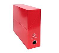 Exacompta - Réf. 89925E - Lot de 5 boîtes transfert Iderama en papier teinté dans la masse - Dos 90 mm - Œillet en métal - Pour format A4 - Dim 25,5 x 34 x 9 cm - Couleur rouge - Livrées montées