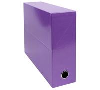 Exacompta - Réf. 89926E - Lot de 5 boîtes transfert Iderama en papier teinté dans la masse - Dos 90 mm - Œillet en métal - Pour format A4 - Dim 25,5 x 34 x 9 cm - Couleur violet - Livrées montées