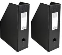 Exacompta - Réf. 90161E - 1 Porte-revues en carton extra rigide recouvert de plastique livré à plat - Dos de 10 cm - Dimensions 25 x 31 cm - Pour format A4 - Coloris noir (Lot de 2)