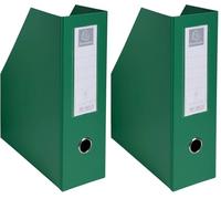 Exacompta - Réf. 90163E - 1 Porte-revues en carton extra rigide recouvert de plastique livré à plat - Dos de 10 cm - Dimensions 25 x 31 cm - Pour format A4 - Coloris vert foncé (Lot de 2)