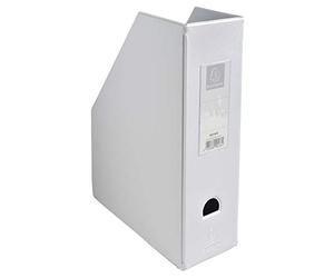 Exacompta - Réf. 90166E - 1 Porte-revues en carton extra rigide recouvert de plastique livré à plat - Dos de 10 cm - Dimensions 25 x 31 cm - Pour format A4 - Coloris blanc