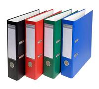 Exacompta - réf.918400B - Carton de 20 classeurs à levier A4 - Dos de 75 mm - Mécanique 80 mm - Dimensions extérieures : 31,8 x 28,4 x 8 cm - Format à classer A4 - Assortis