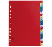 Exacompta - Réf. 94E - Carton de 20 Intercalaires en polypropylène avec 20 onglets imprimés alphabétiques de A à Z en couleur - Page d'indexation imrpimable - Format à classer A4 - 22,5 x 29,7cm