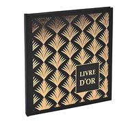 Exacompta - Réf. 9512E -1 Livre d'or Palmyre - Format carré 21 x 19 cm - Tranche or avec titre - Marquage or rosé - 140 pages blanches unies - Visuel : Noir palmier