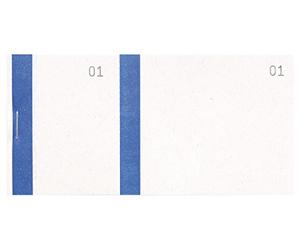 Exacompta - Réf. 96302E - Carton de 50 blocs vendeurs 100 feuillets numérotés de 1 à 100-2 coupons 1 détachable - Pour kermesse, loterie, tombola - Format 6,6 x 13,5 cm - bande couleur - Bleu