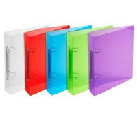 Exacompta - Réf. 998X - Carton de 15 classeurs Crystal - 2 anneaux ronds 30 mm - Dos 40 mm - Dimensions extérieures : 23 cm x 20 cm - Format à classer A5 - Assortis