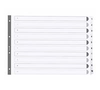 Exacompta - Réf. MWD1-10A3Z - Carton de 10 Intercalaires en carte blanche 160g/m2 FSC avec 10 onglets imprimés numériques de 1 à 10 et plastifiés - Page d'indexation imprimable - Format à classer A3