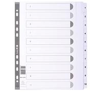 Exacompta - Réf. MWD1-10Z - Carton de 25 intercalaires en carte blanche 160g/m2 FSC® avec 10 onglets imprimés numériques de 1 à 10 et plastifiés - Page d'indexation imprimable - Format à classer A4