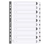 Exacompta - Réf. MWD1-10Z - Intercalaires en carte blanche 160g/m2 FSC® avec 10 onglets imprimés numériques de 1 à 10 et plastifiés - Page d'indexation imprimable - Format à classer A4