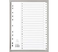 Exacompta - Réf. MWDA-ZZ - Intercalaires en carte blanche 160g/m2 FSC® avec 20 onglets imprimés alphabétiques de A à Z et plastifiés - Page d'indexation imprimable - Format à classer A4