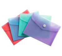 Exacompta - Référence 35410E - Lot de 4 poches avec fermeture à bouton pression avec rabat - Chromaline pastel - Dimensions : 19 x 14 cm - FT à classer B6 - bleu pastel, corail, violet