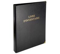 Exacompta - Réf. 4605E - 1 classeur juridique noir LIVRE D'INVENTAIRE - Coins dorés, 4 anneaux, couverture plastique - Dimensions 32 x 26cm - livré avec recharge 100 feuillets vierges numérotés