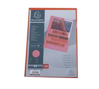 EXACOMPTA Sachet 10 pochettes coin polypropylène grainé 12/100e - A4 - Rouge