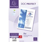 EXACOMPTA Sachet de 10 étuis de protection simples PVC lisse 20/100e - A4 maxi - Cristal