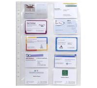 EXACOMPTA Sachet de 10 pochettes perforées pour cartes de visite 10 emplacements - polypropylène lisse 11/100e - A4 - Cristal