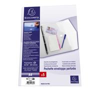 EXACOMPTA Sachet de 5 pochettes-enveloppes perforées polypropylène - A4 - Incolore