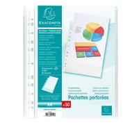 Exacompta Pochettes perforées polypropylène grainé 5/100e A4 – Sachet de 50 Cristal