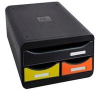 Exacompta - Réf. 311798D - SMALL-BOX MINI 3 tiroirs - 1 tiroir pour documents au format A4+ - 2 tiroirs fins pour les petits ustensiles - dimensions 347 x 278 x 130 mm - Arlequin