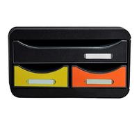 Exacompta - SMALL-BOX MINI 3 tiroirs - Dimensions 347 x 278 x 130 mm | 1 tiroir pour documents au format A4+ - 2 tiroirs fins pour les petits ustensiles - Arlequin