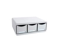 EXACOMPTA TOOLBOX MAXI - Caisson de rangement 3 tiroirs gris, faible hauteur 13,5 cm, profondeur 27 cm