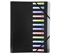 EXACOMPTA Trieur 12 compartiments en polypropylène opaque 24x32cm Noir