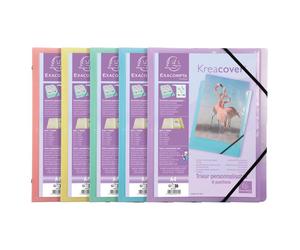 EXACOMPTA Trieur à 3 rabats 8 compartiments polypropylène Kreacover Pastel - A4 - Couleurs assorties