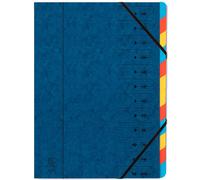 Exacompta Trieur Réf. 54122E – 12 compartiments, dos agrafé, élastiques – A4 24,5x32 cm bleu