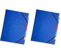 EXACOMPTA Trieur agrafé avec élastiques 7 compartiments Bleu (Lot de 2)