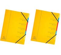 EXACOMPTA Trieur agrafé avec élastiques 7 compartiments Jaune (Lot de 2)