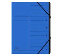 EXACOMPTA Trieur agrafé avec élastiques intérieur noir 7 compartiments - A4 - Bleu