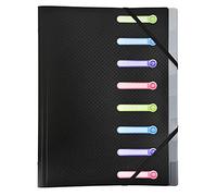 Exacompta Trieur à 3 rabats et élastiques, A4, 250 feuilles, 8 compartiments, intercalaires à onglets, fenêtres prédécoupées, polypropylène, noir