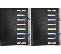 EXACOMPTA Trieur en Polypro 8 compartiments 3 rabats Noir (Lot de 2)