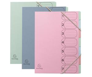 Exacompta Trieur Hamonika 7 compartiments A4 avec élastiques Autentik - Couleurs assorties