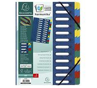 EXACOMPTA Trieur HARMONIKA à fenêtres et élastiques carte lustrée 24 comp. Bleu