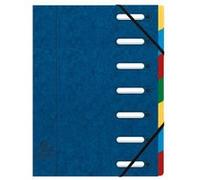 Exacompta Trieur à élastiques Harmonika à fenêtres, véritable carte lustrée, 7 divisions, Bleu