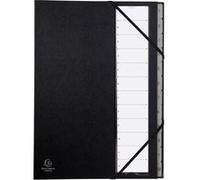 Exacompta - Réf. 56012E - 1 trieur Ordonator - avec élastiques - couverture rigide en carton - onglets imprimés plastifiés de 1 à 12 - 12 compartiments - dim 23,5x 33,5 cm - pour A4 - couleur noir