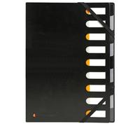 Exacompta - Réf. 55334E - 1 trieur HARMONIKA Exactive - avec élastiques et fenêtres découpées - couverture rigide en PP - intérieur en carte noir/gris - dos extensible - 9 compartiments - couleur noir