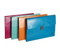 Exacompta - Réf. 58410E - 1 trieur valisette en polypropylène recyclé Maïa - fermeture par bouton poussoir - 13 compartiments - dim 33 x 25 cm pour format A4 - couleurs aléatoires