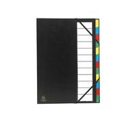 Exacompta Trieur Ordonator Réf. 55341E – 9 compartiments A4, couverture rigide, élastiques, noir