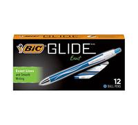 BIC Stylo bille rétractable Atlantis Pointe fine 0,7 mm Bleu Lot de 12